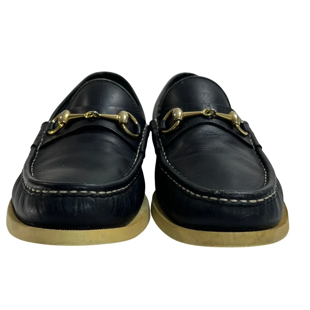 Gucci Horsebit Loafers Mens EU43 Black Leather Made Italy Rubber Sole Vintage